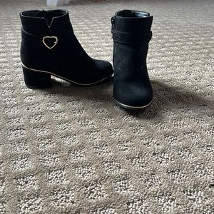 Black faux suede booties